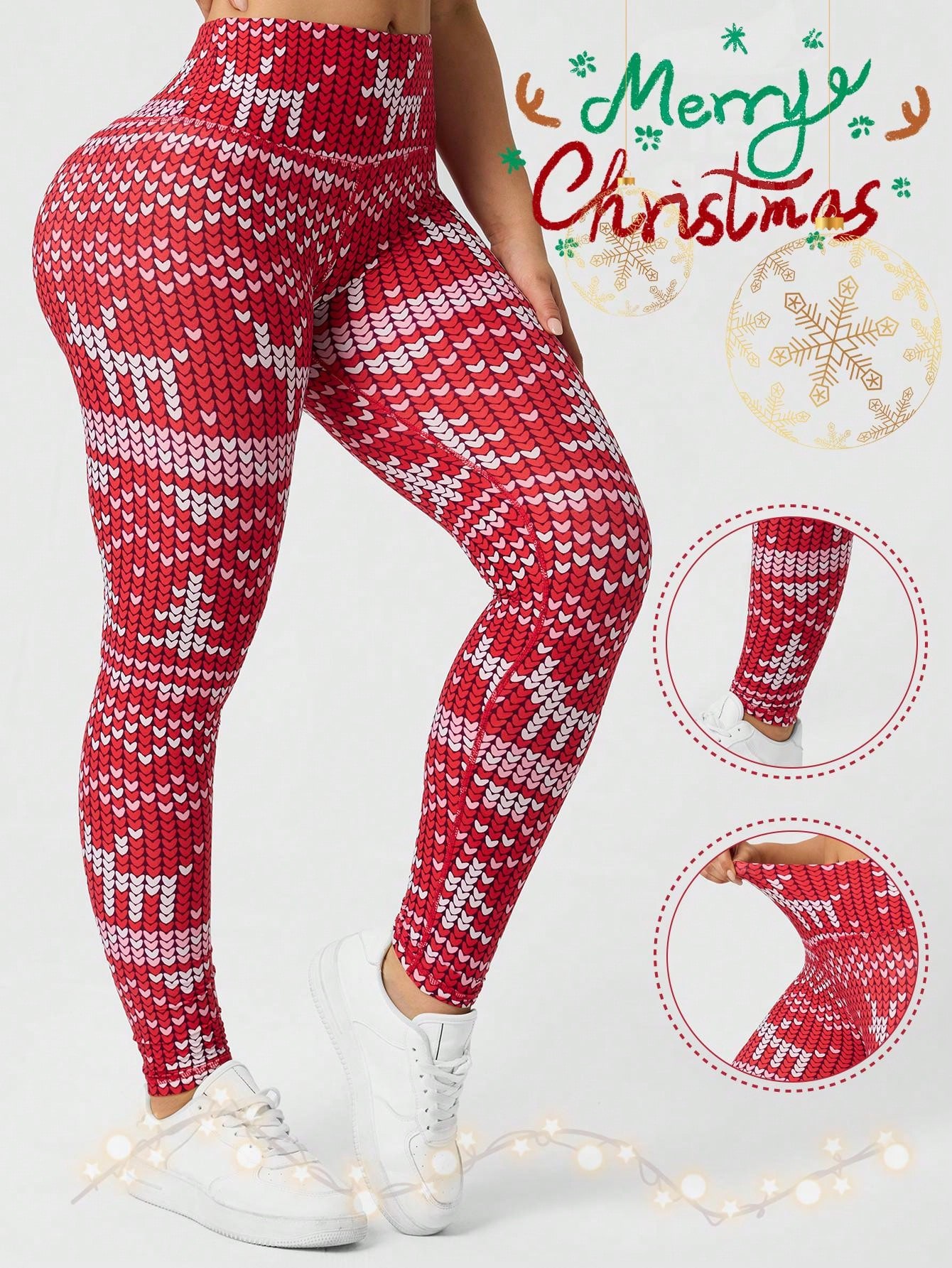 Yoga Fitness Holiday - Leggings Navideños Estampados para Mujer, Pantalones