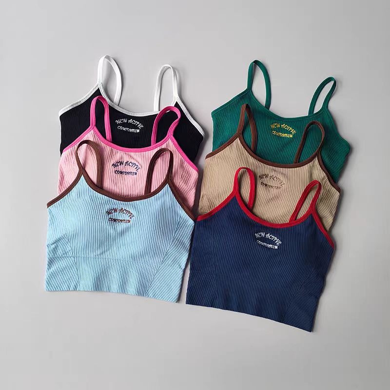 Yoga Blocks - Sujetador deportivo tipo camiseta con bloques