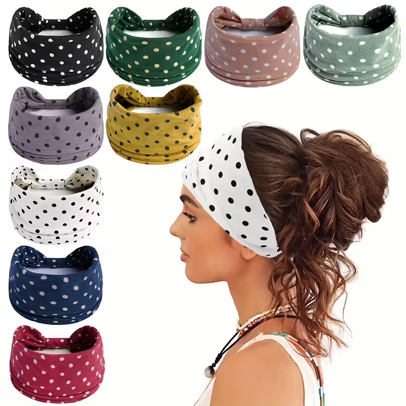 Yoga Fitness Band - Diademas anudadas de lunares, moda bohemia,