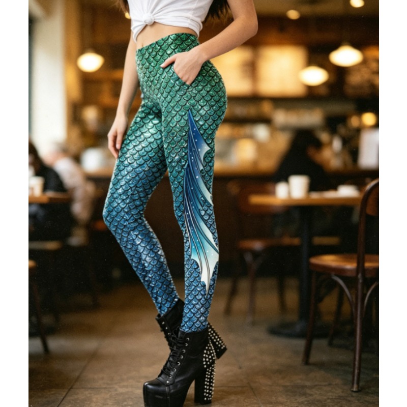 Yoga Fitness Holiday - Leggings con Estampado 3D de Escamas